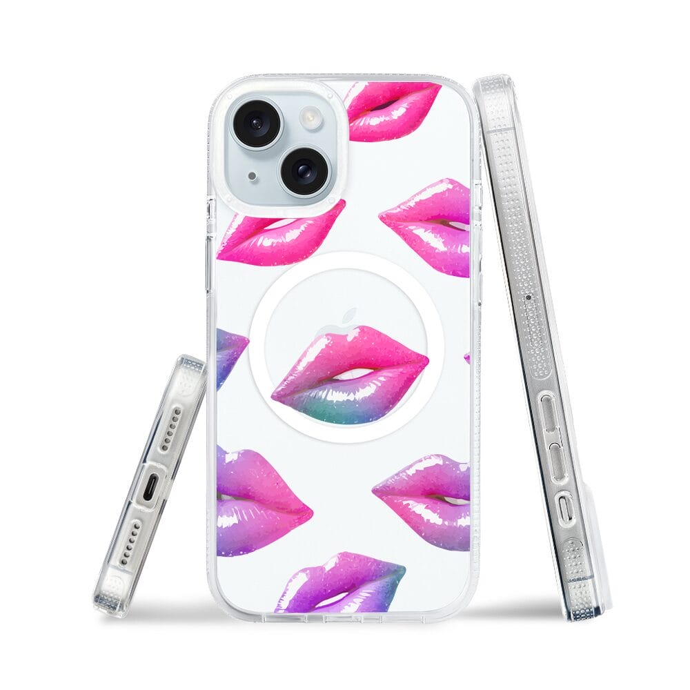 Etui do iPhone 15 z MagSafe przeźroczyste, silikonowe Flexi, hologramowe usta - obrazek 3