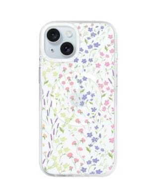 Etui do iPhone 15 z MagSafe przeźroczyste, silikonowe Flexi, kwiaty polne