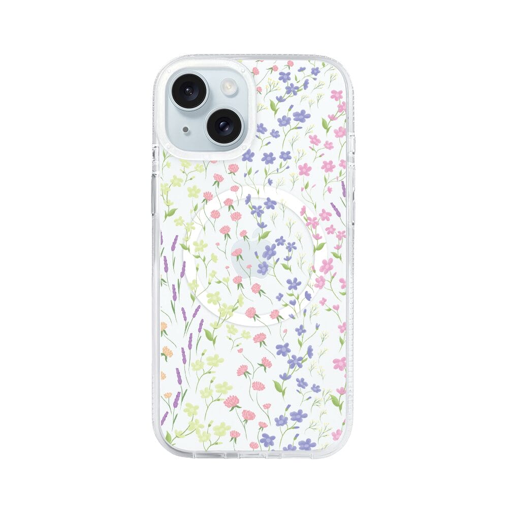 Etui do iPhone 15 z MagSafe przeźroczyste, silikonowe Flexi, kwiaty polne