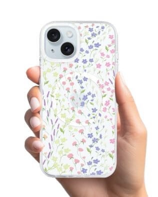 Etui do iPhone 15 z MagSafe przeźroczyste, silikonowe Flexi, kwiaty polne