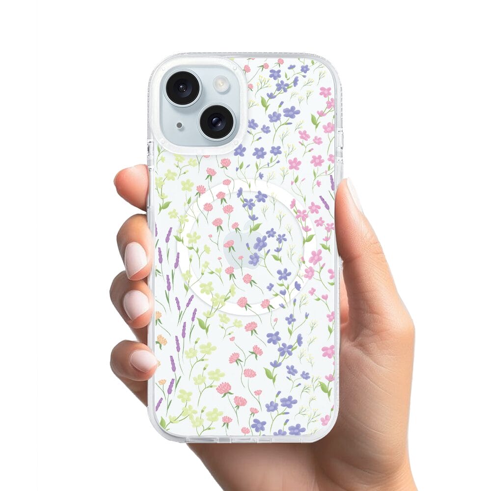 Etui do iPhone 15 z MagSafe przeźroczyste, silikonowe Flexi, kwiaty polne - obrazek 2