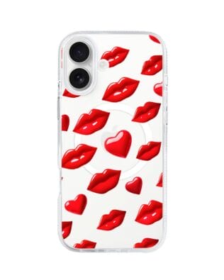 Etui do iPhone 16 z MagSafe przeźroczyste, silikonowe Flexi, czerwone usta