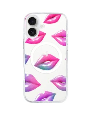 Etui do iPhone 16 z MagSafe przeźroczyste, silikonowe Flexi, hologramowe usta