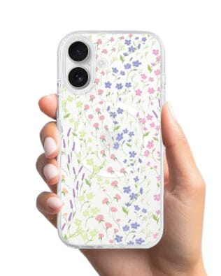 Etui do iPhone 16 z MagSafe przeźroczyste, silikonowe Flexi, kwiaty polne