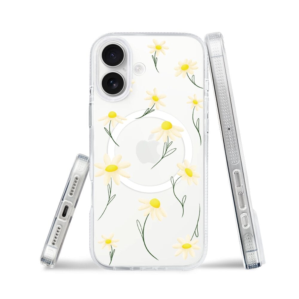 Etui do iPhone 16 z MagSafe przeźroczyste, silikonowe Flexi, stokrotki - obrazek 3