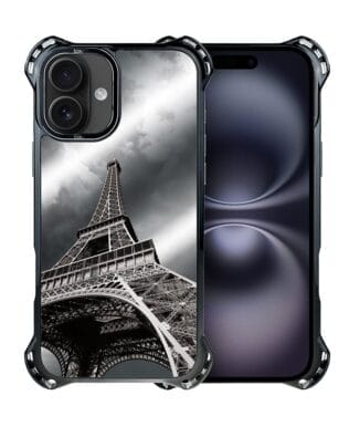 Etui do iPhone 16 IBIZU DropGuard Ultra z MagSafe, Noir City, Wieża Eiffla