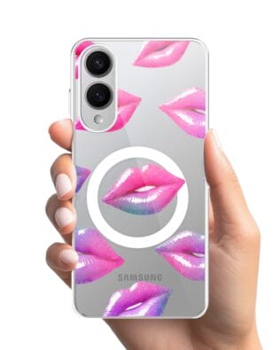 Etui do Samsung Galaxy S25 Edge z MagSafe przeźroczyste, silikonowe Flexi, hologramowe usta