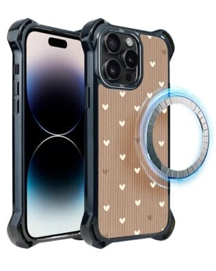 Etui do iPhone 14 Pro Max IBIZU DropGuard Ultra z MagSafe, Boho, Pudrowe serca