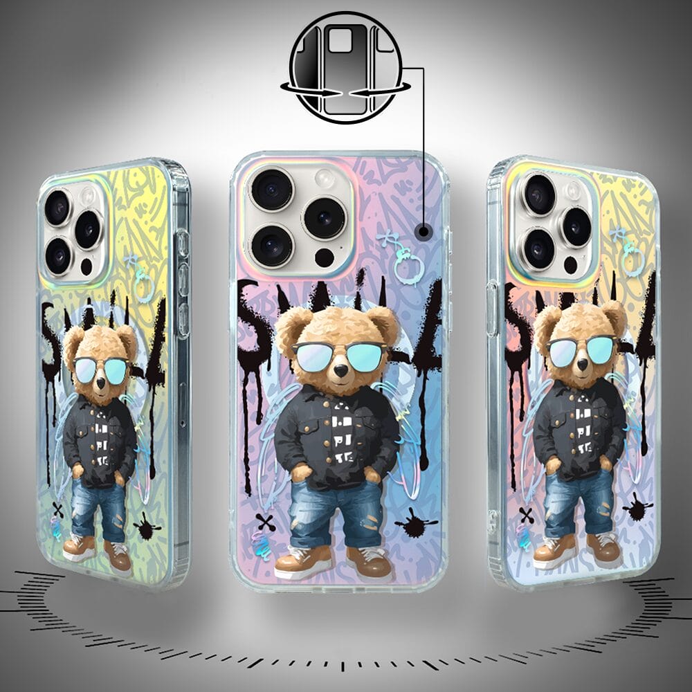 Etui do iPhone 14 Pro IBIZU California Sunset z MagSafe, zmieniające kolor, Graffiti Boy, artystyczny miś - obrazek 2