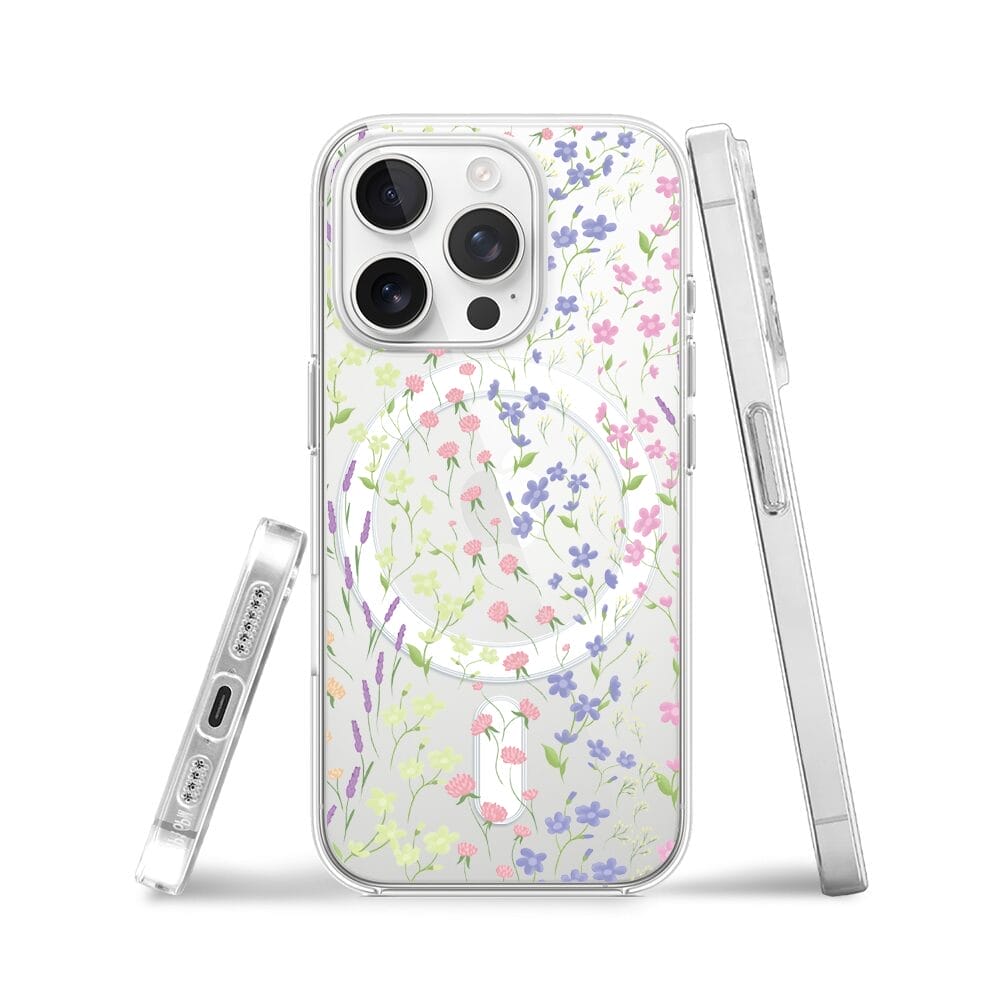 Etui do iPhone 13 Pro z MagSafe przeźroczyste, silikonowe Flexi, kwiaty polne - obrazek 3