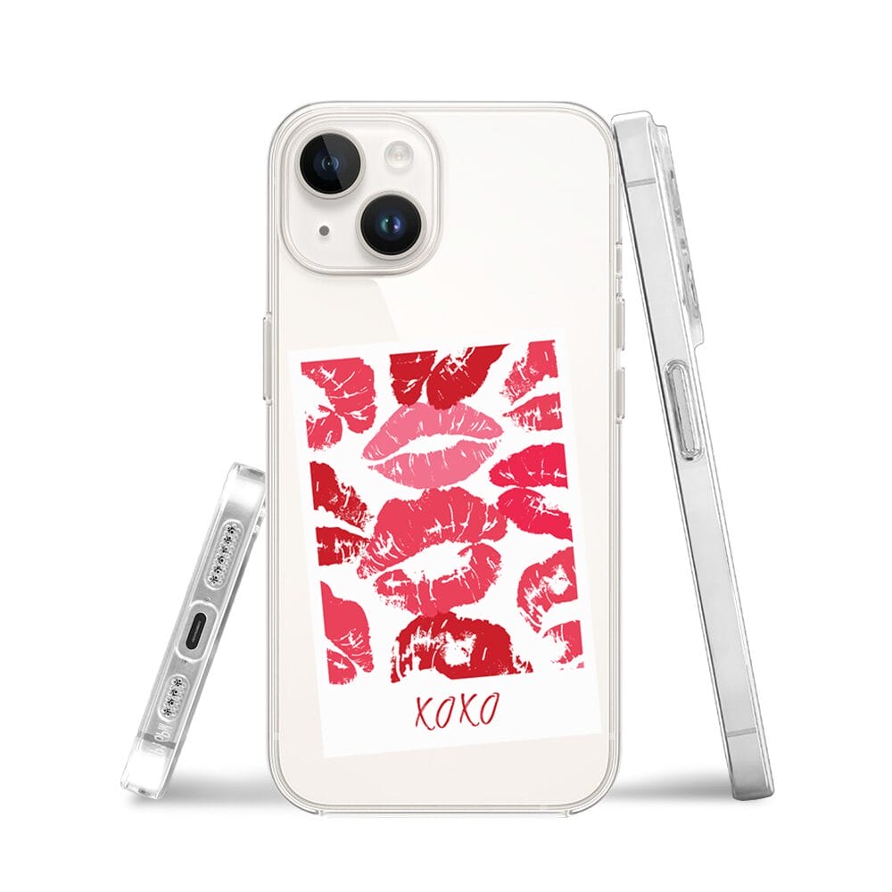 Etui do iPhone 13 Mini przeźroczyste, silikonowe Flexi, pocałunki, polaroid - obrazek 3