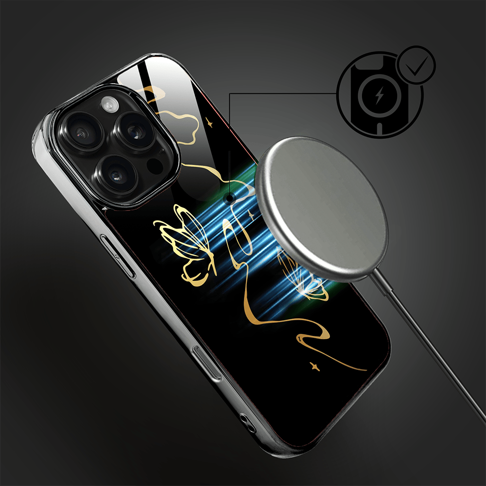 Etui do iPhone 16 Pro Max IBIZU Elite Glass z MagSafe Golden Midnight, Efekt motyla, czarne - obrazek 7