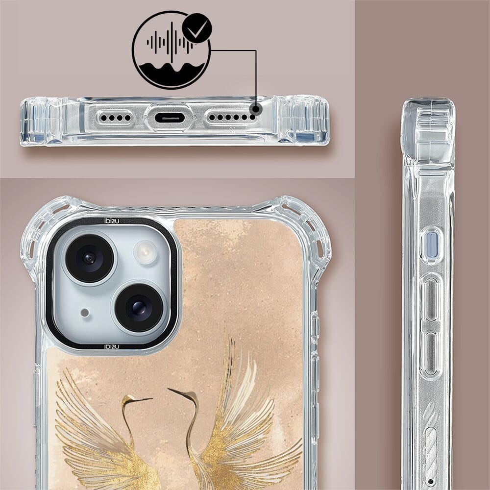 Etui iPhone 15 IBIZU DropGuard Ultra z MagSafe, Boho, Złote żurawie - obrazek 6