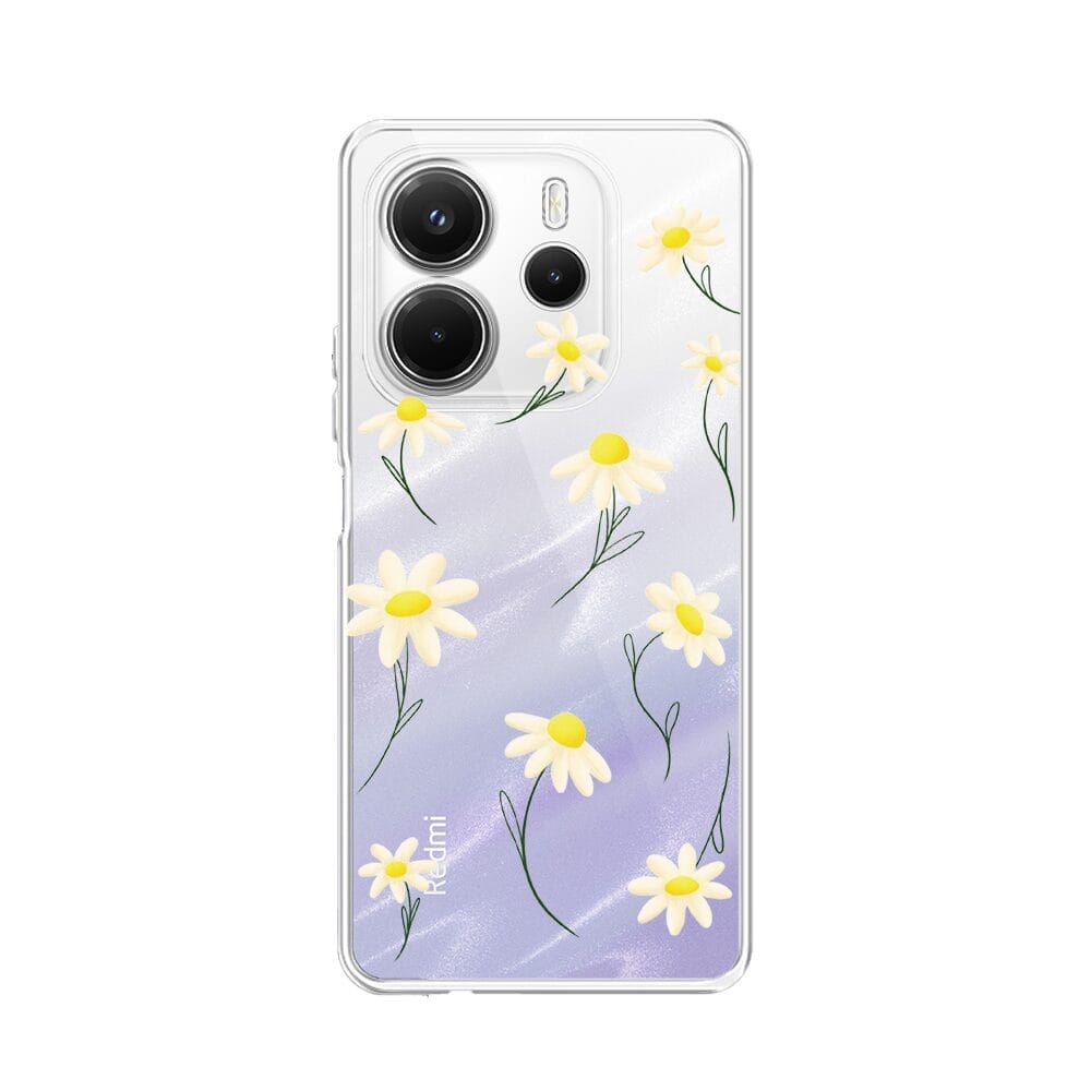 Etui do Xiaomi Redmi Note 14 4G przeźroczyste, silikonowe Flexi, stokrotki