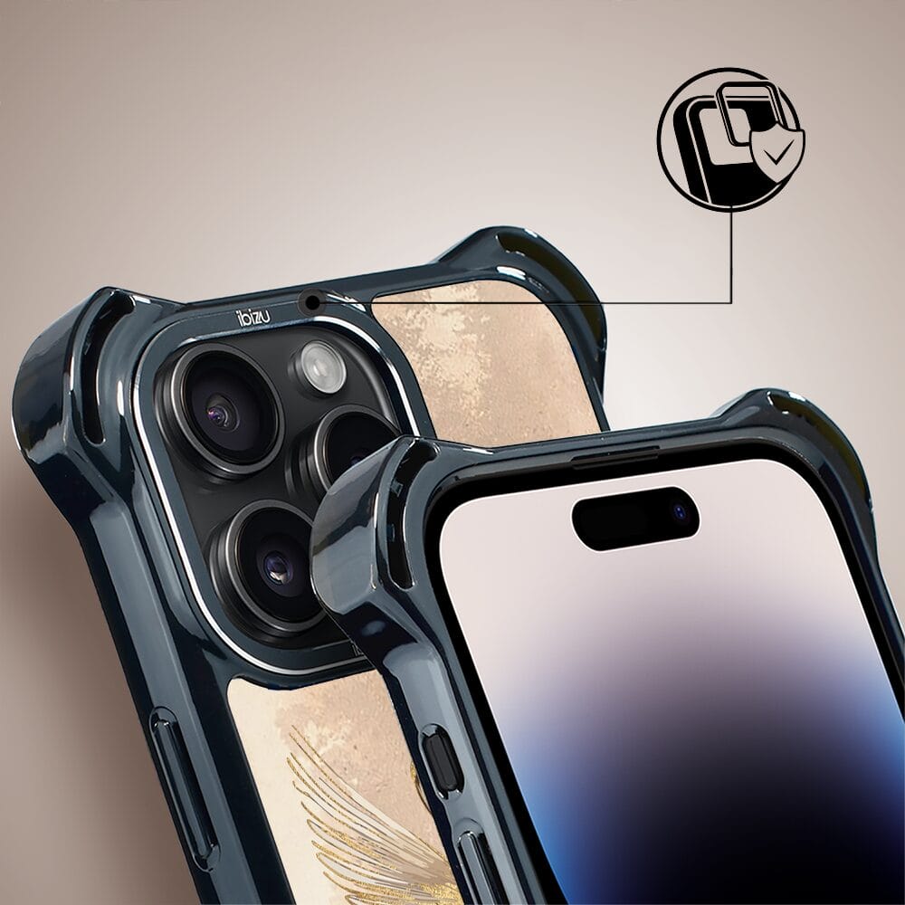 Etui do iPhone 14 Pro IBIZU DropGuard Ultra z MagSafe, Boho, Złote żurawie - obrazek 3