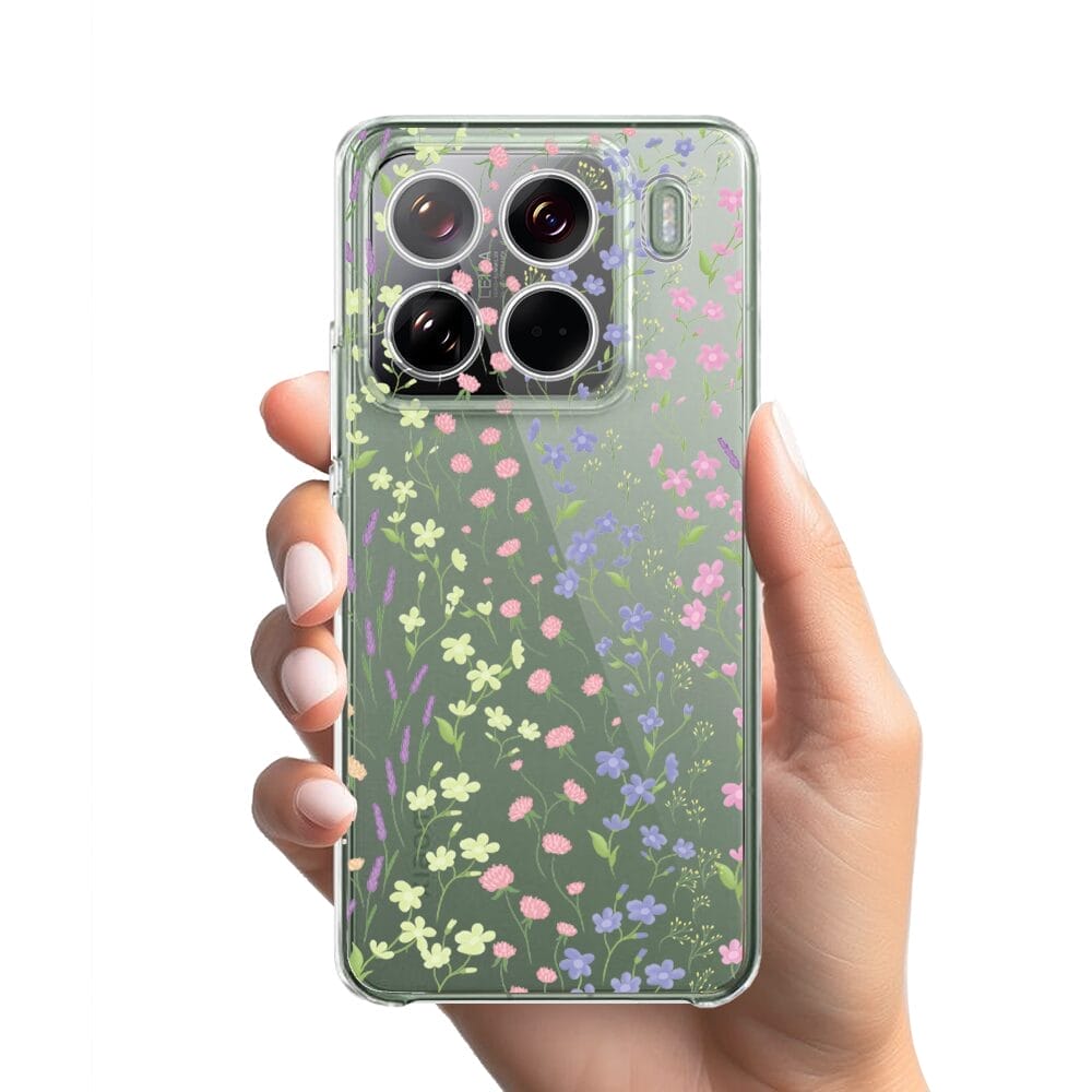 Etui do Xiaomi 15 Pro przeźroczyste, silikonowe Flexi, kwiaty polne - obrazek 2