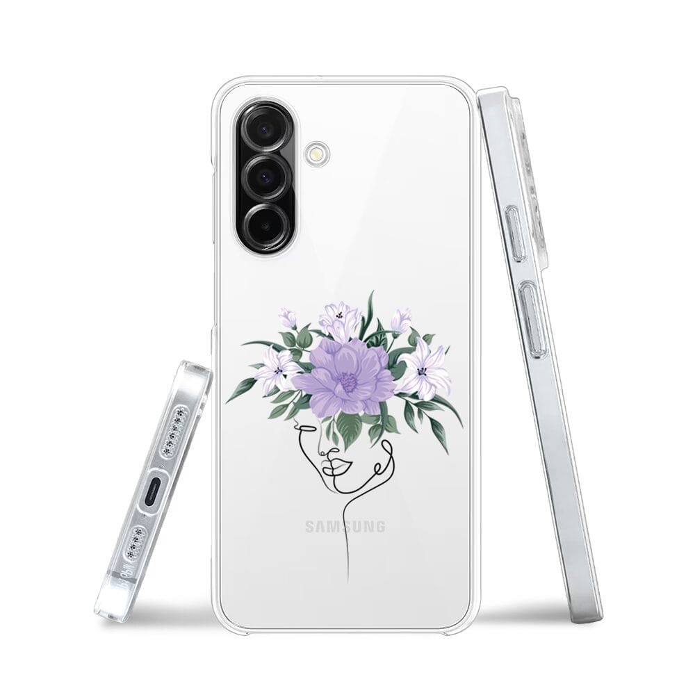 Etui do Samsung Galaxy A26 5G przeźroczyste, silikonowe Flexi, kobieta z kwiatami - obrazek 3