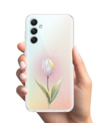 Etui do Samsung Galaxy A34 5G przeźroczyste, silikonowe Flexi, kwiaty, tulipan