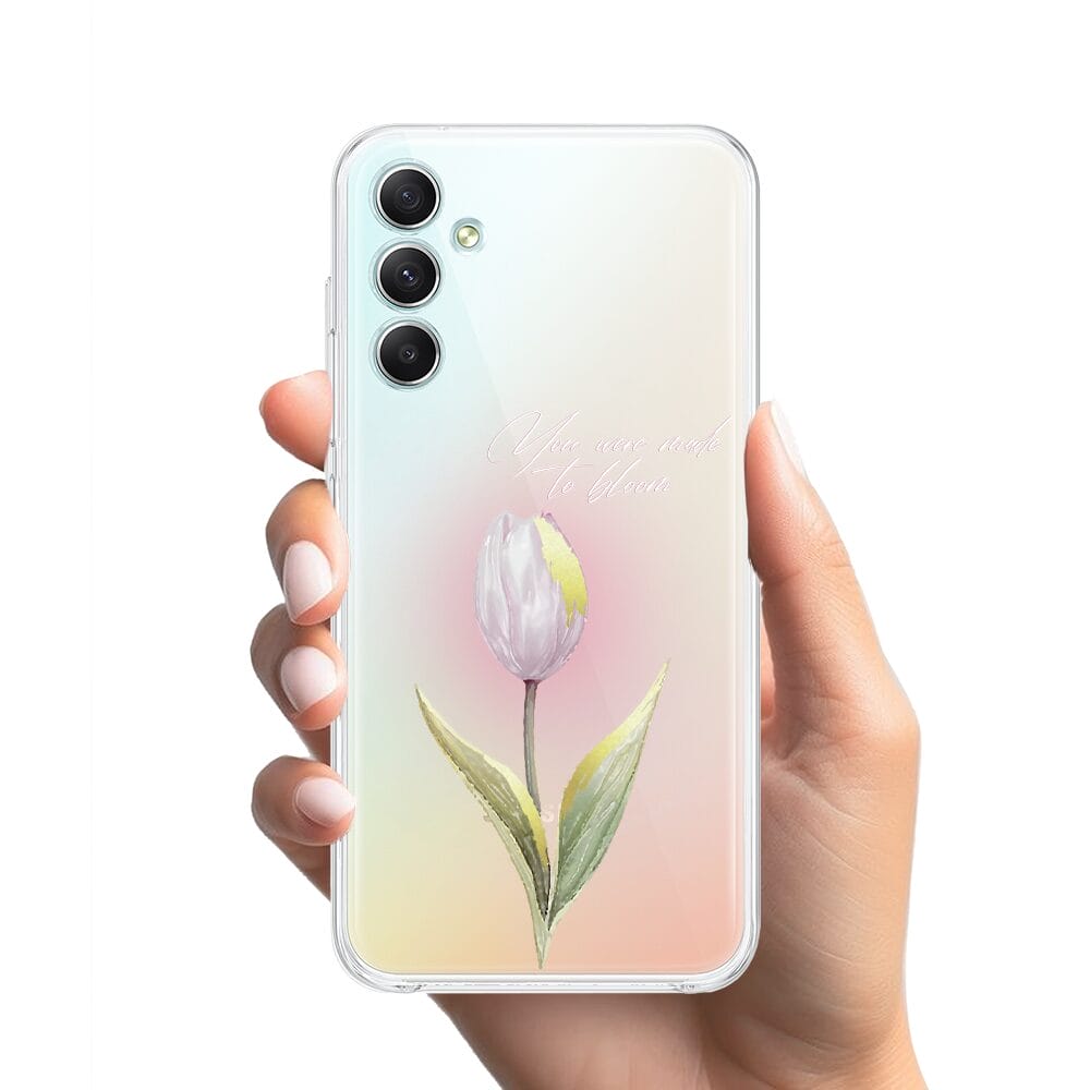 Etui do Samsung Galaxy A34 5G przeźroczyste, silikonowe Flexi, kwiaty, tulipan - obrazek 2