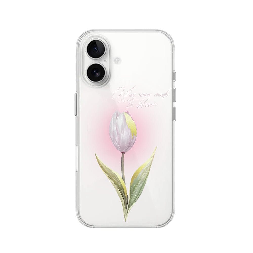 Etui do iPhone 16 przeźroczyste, silikonowe Flexi, kwiaty, tulipan