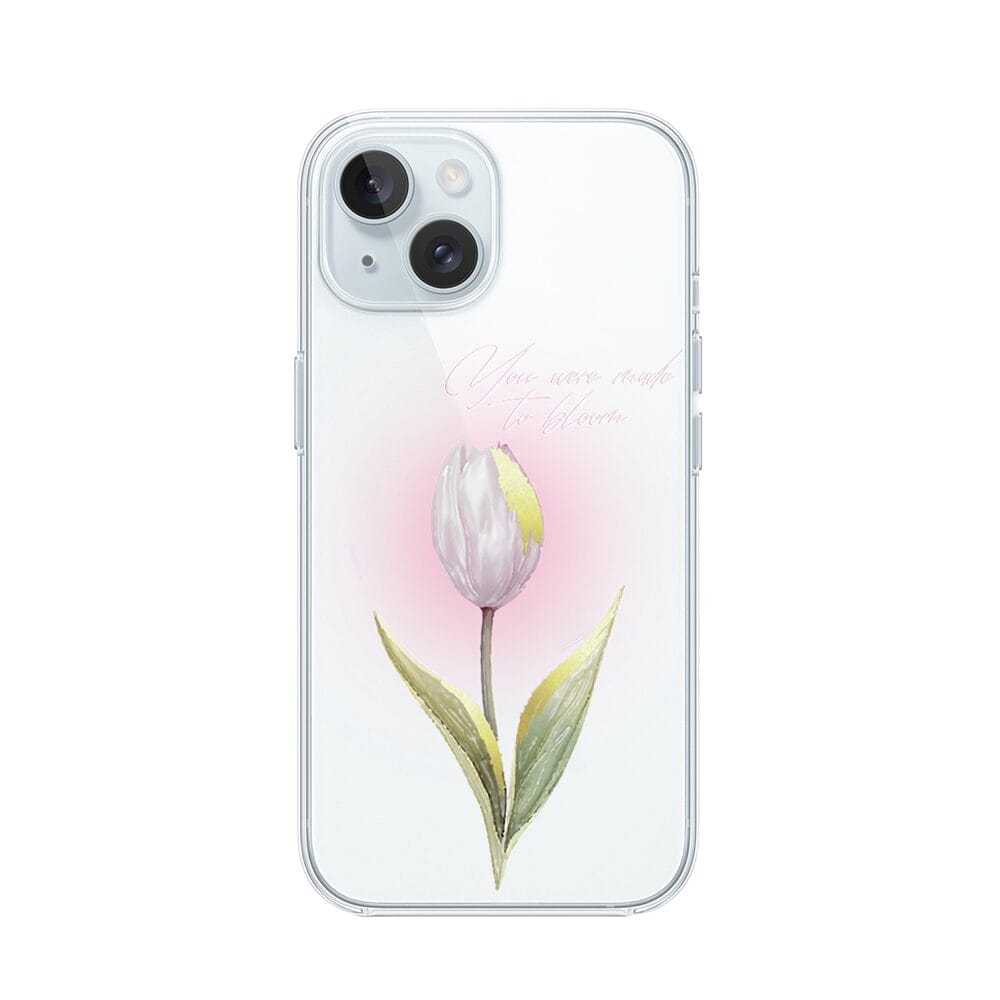Etui do iPhone 15 Plus przeźroczyste, silikonowe Flexi, kwiaty, tulipan