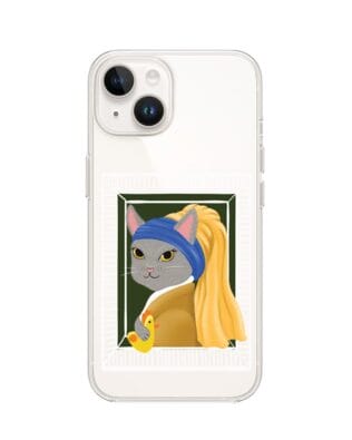 Etui do iPhone 14 przeźroczyste, silikonowe Flexi, kotek z kurczakiem