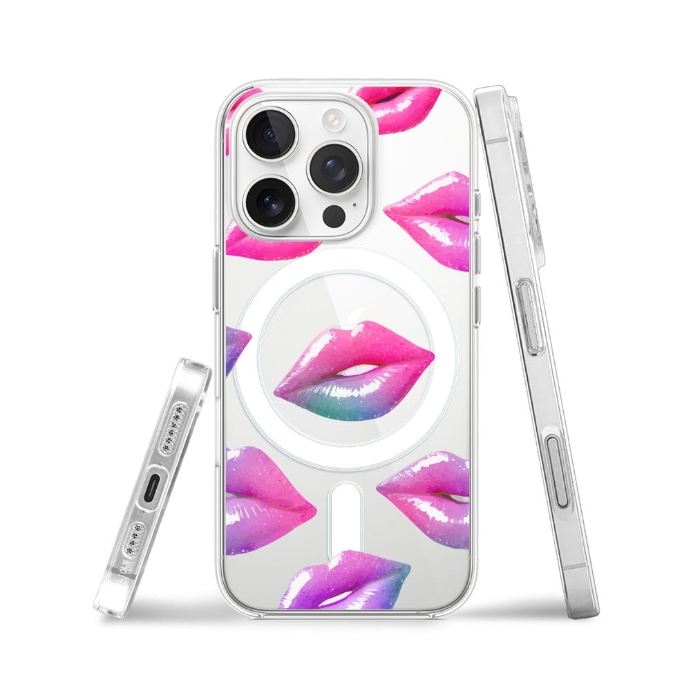 Etui do iPhone 16 Pro Max z MagSafe przeźroczyste, silikonowe Flexi, hologramowe usta - obrazek 3