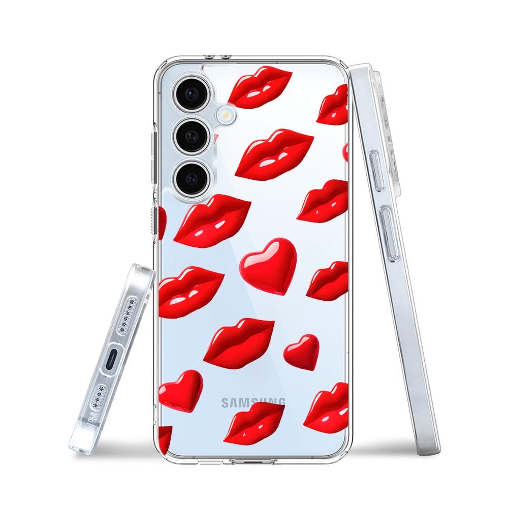 Etui do Samsung Galaxy S24 FE przeźroczyste, silikonowe Flexi, czerwone usta - obrazek 3