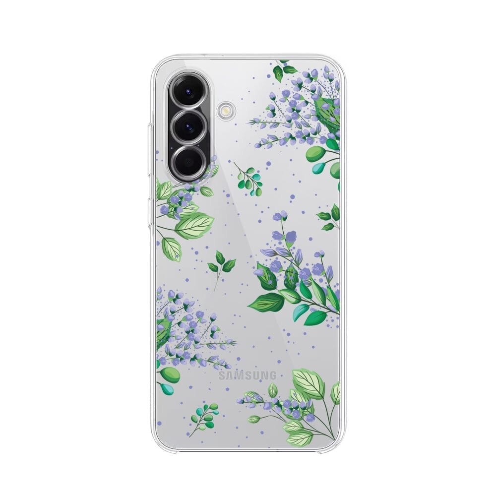 Etui do Samsung Galaxy A56 5G przeźroczyste, silikonowe Flexi, fioletowe kwiatki