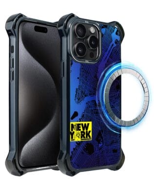 Etui do iPhone 15 Pro IBIZU DropGuard Ultra z MagSafe, Mapy Świata, New York
