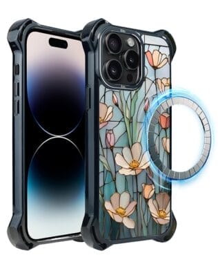 Etui do iPhone 14 Pro Max IBIZU DropGuard Ultra z MagSafe, Barwy Szkła, Szept kwiatów polnych