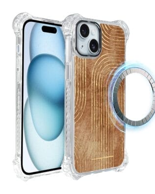 Etui iPhone 15 IBIZU DropGuard Ultra z MagSafe, Boho, Geometryczne linie