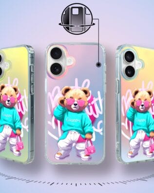 Etui do iPhone 16 Plus IBIZU California Sunset z MagSafe, zmieniające kolor, Pink Queen, stylowy miś