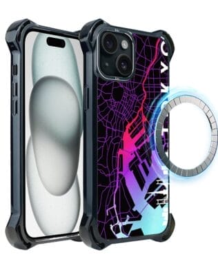 Etui do iPhone 15 IBIZU DropGuard Ultra z MagSafe, mapy świata, Tokyo