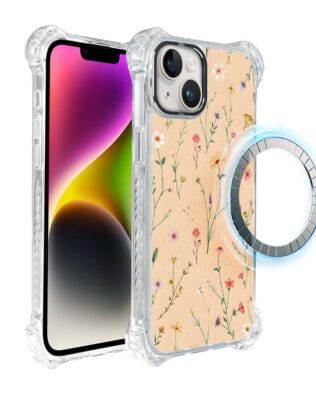 Etui iPhone 14 Plus IBIZU DropGuard Ultra z MagSafe, Pastel Bloom, Koralowa łąka