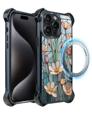 Etui do iPhone 15 Pro IBIZU DropGuard Ultra z MagSafe, Barwy Szkła, Szept kwiatów polnych