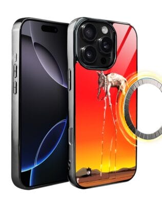 Etui do iPhone 16 Pro IBIZU Elite Glass z MagSafe, Salvador Dali, słoń, czarne