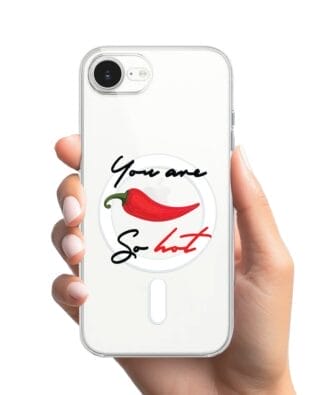 Etui do iPhone 16e z MagSafe przeźroczyste, silikonowe Flexi, papryczka chilli