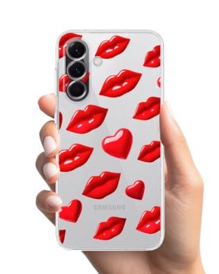 Etui do Samsung Galaxy A56 5G przeźroczyste, silikonowe Flexi, czerwone usta