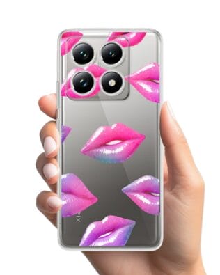 Etui do Xiaomi 14T Pro przeźroczyste, silikonowe Flexi, hologramowe usta
