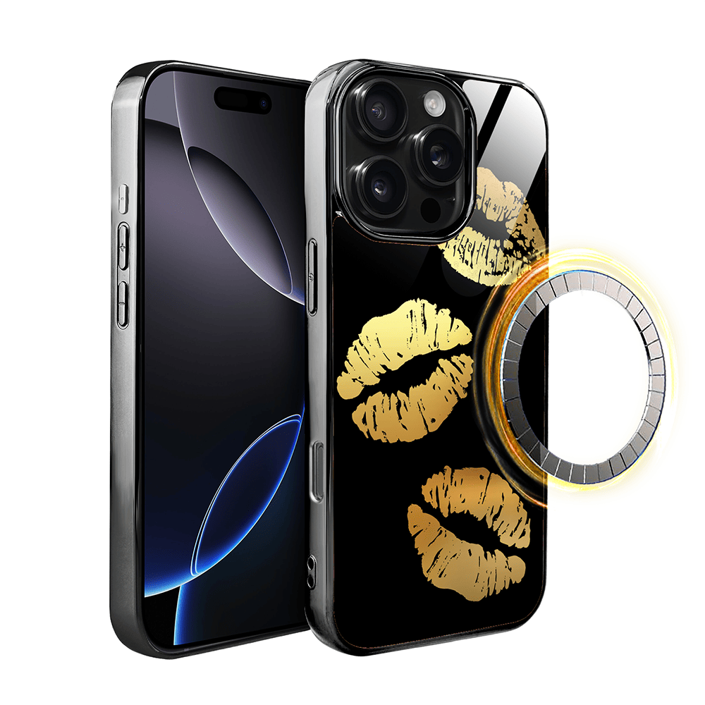 Etui do iPhone 16 Pro IBIZU Elite Glass z MagSafe Golden Midnight, Usta, czarne