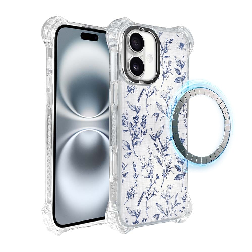 Etui iPhone 16 Plus IBIZU DropGuard Ultra z MagSafe, Pastel Bloom, Lazurowe szepty