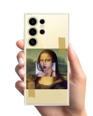 Etui do Samsung Galaxy S24 Ultra przeźroczyste, silikonowe Flexi, Mona Lisa z lizakiem