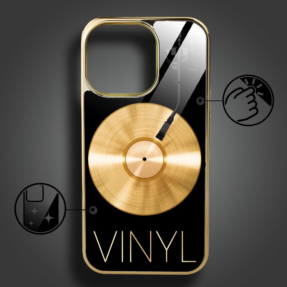 Etui do iPhone 16 Pro IBIZU Elite Glass z MagSafe Golden Midnight, Vinyl Lux, złote - obrazek 2