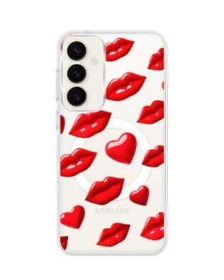 Etui do Samsung Galaxy S23 Plus z MagSafe przeźroczyste, silikonowe Flexi, czerwone usta