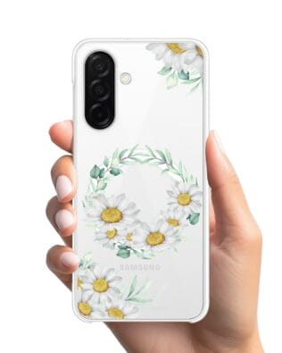 Etui do Samsung Galaxy A26 5G z MagSafe przeźroczyste, silikonowe Flexi, wianek stokrotek