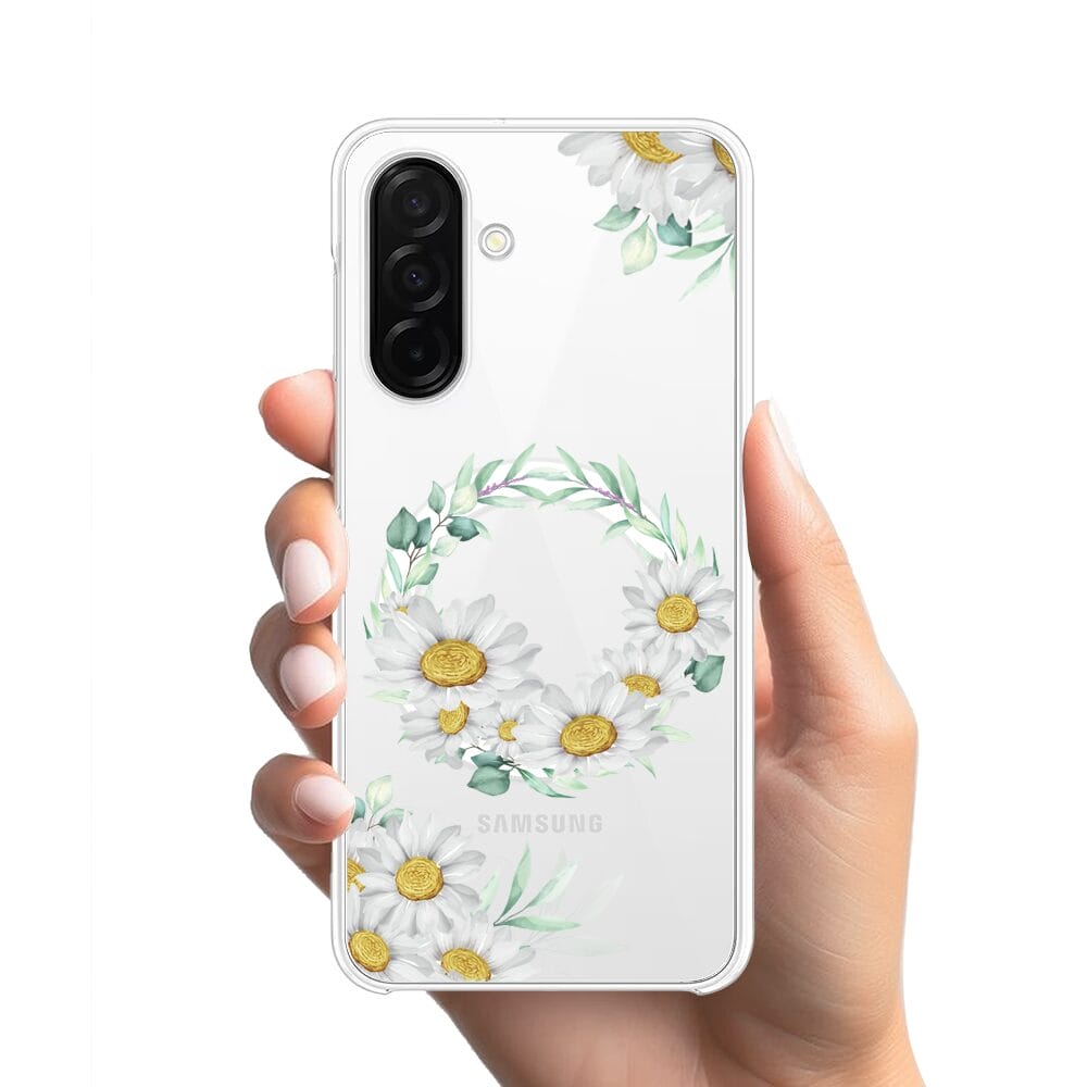 Etui do Samsung Galaxy A26 5G z MagSafe przeźroczyste, silikonowe Flexi, wianek stokrotek - obrazek 2
