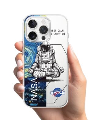 Etui do iPhone 15 Pro Max przeźroczyste, silikonowe Flexi, Keep Calm in Cosmos