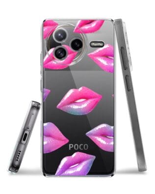 Etui do Xiaomi POCO F7 Ultra przeźroczyste, silikonowe Flexi, hologramowe usta