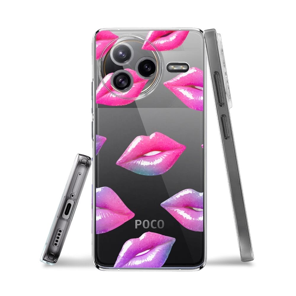 Etui do Xiaomi POCO F7 Ultra przeźroczyste, silikonowe Flexi, hologramowe usta - obrazek 2